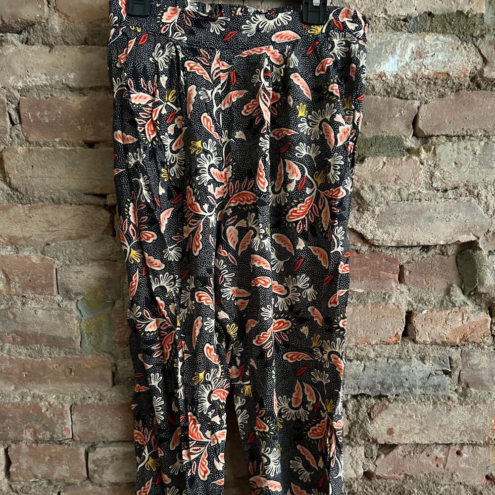 Black and multicolored paisley tribal tropical pants from H&M
